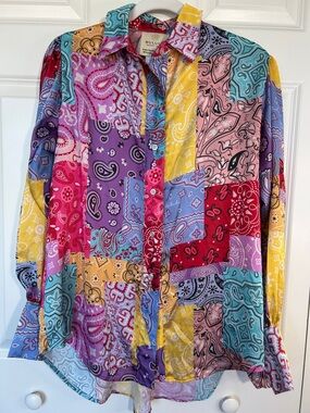 Bululu Multicolor Patchwork Bandana-Print Button Down Shirt